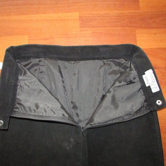 EATON'S Vintage Black Leather Suede Pencil Skirt - Sz 9 - Picture 3 of 4